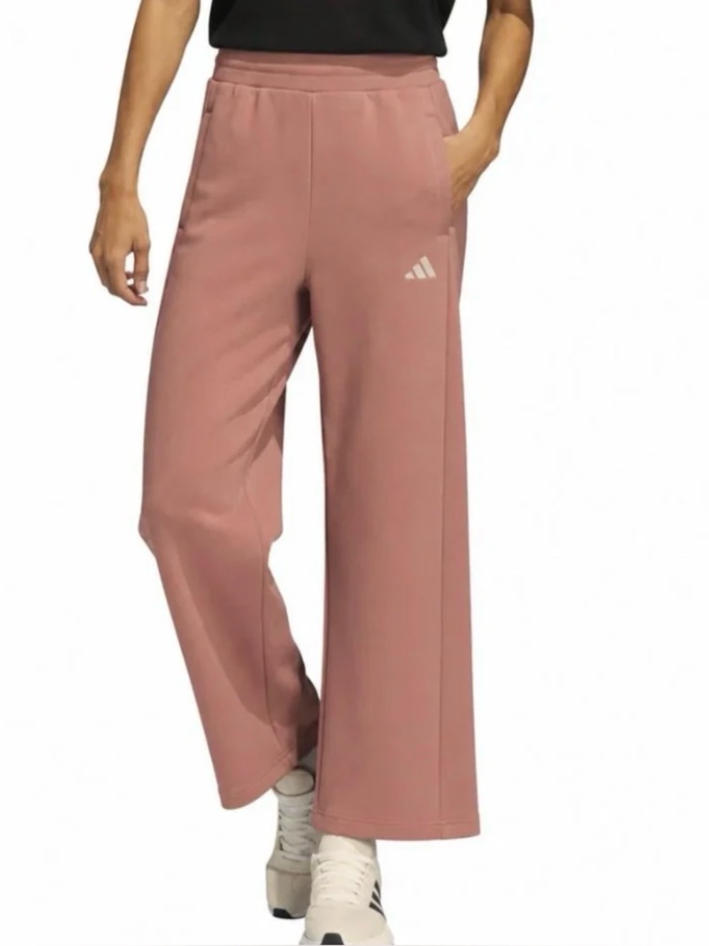 adidas Wide-Leg Track Pants in Dusty Rose